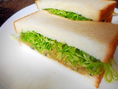 大豆ヒジキディップとキャベツのサンドイッチ